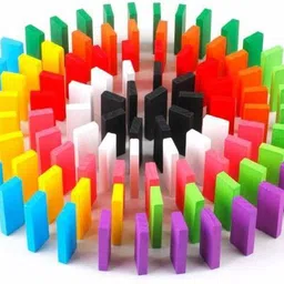 shyam creation LARGE PACK OF 12 Color Wooden Dominos BRICK Set, Kids Game Educational Play Toy image 2