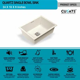 Quartz Kitchen Sink Peach Aura Matt Finish- 24x18x9 inch Peach Aura | CURATE A305 Vessel Sink image 2