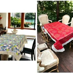Polyester 6 Seater Floral Table Cover-image-84