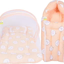 New Born Baby Mosquito Net Bed with Cushioned Pillow And Sleeping Bag-image-3