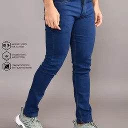 lzard Men Regular Mid Rise Dark Blue Jeans image 2