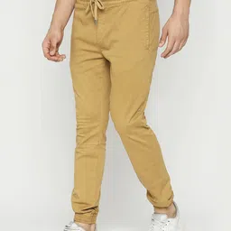 spykar Men Slim Fit Beige Cotton Blend Trousers image 2