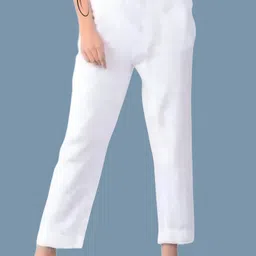 taibaethnicwear Pack of 2 Women Straight Fit White, Black Cotton Blend Trousers image 5