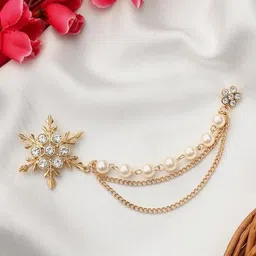 groomiverse Alluring White Flash Brooch With Pearl-fect Gems Brooch image 3