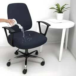 hotkei Polyester, Pet Friendly Plain 1 Seater Chair Cover image 5