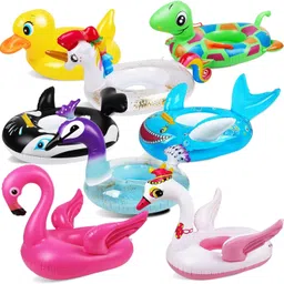 vwretails Inflatable Pool Floats for Toddler Age 3-6, Swim Ride-on Tubes for Floating Animal Head Pool Tubes Ride on Floats, Flamingo Duck Unicorn Swan Beach Pool for Kids(Pack of Any on Design) Swim Floatation Belt-picture-13