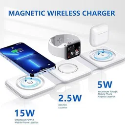 WEFLY Wireless Charger 3 in 1,RTOPS Magnetic Travel Wireless Charging Station Charging Pad-picture-26
