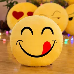 ashu creation Microbeads Cushion Pack of 1 Smiley Emoji Plush Smiley Pillow Cushion, Sleeping Face, 14 x 14 Inch-picture-20