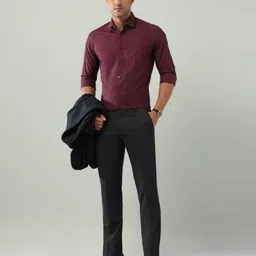 arrow Men Slim Fit Self Design Cut Away Collar Formal Shirt image 3