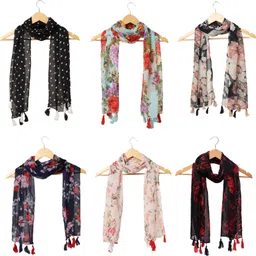 riddle needle Printed Chiffon Women Multicolor Scarf, Stole, Fancy Scarf-picture-12