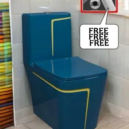 C/T026 Premium Quality Shining Royal Blue Commode With Yellow Finishing Line And Round Flush Button Western Commode-image-32