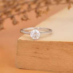 ornate jewels 925 Sterling Silver American Diamond Solitaire Ring for Women and Girls Sterling Silver Cubic Zirconia Rhodium Plated Ring-picture-18