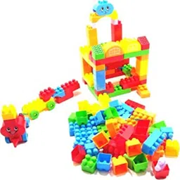 kiddovate DIY Plastic Building Blocks for Kids 100+ pcs (52 Pieces + 8 Tyres)-picture-48