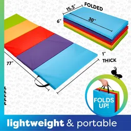iris Foldable Tumbling Mat, Lightweight, Portable With Carrying Handle For Kids Multicolor 25 mm Yoga Mat image 4