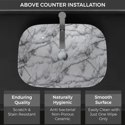 plantex Ceramic Basin for Bathroom/Table Top Basin/Washbasin for Bathroom-Marble Finish (ALPHA-NS-114) Table Top Basin image 3