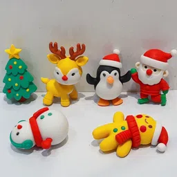 funablo 6 Pcs New Christmas Rubber Cute Student Stationery Non-Toxic Eraser image 4