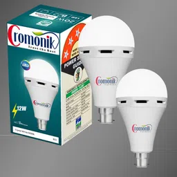 cromonik Pack of 2-12W LED Bulb with Built-In Rechargeable Battery 4 hrs Bulb Emergency Light image 1