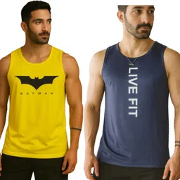 elite emporium apparel Pack of 2 Men's Black and Grey Batman Printed Vest / Ganji / sando Men Vest-picture-10