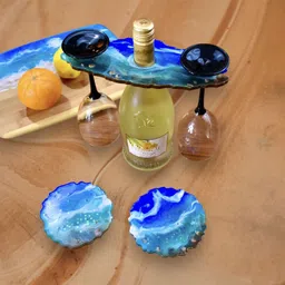 scyza artiz Resin Coaster Set & Crystal Glass Holder image 3