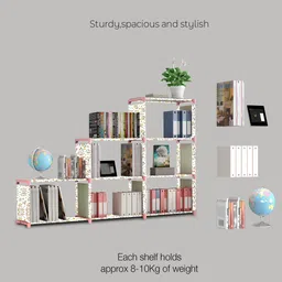 imperial fur 18 Layer Portable Book Shelf Rack | Space-Saving Book Stand for Home & Office Metal Open Book Shelf image 2