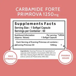 carbamide forte Evening Primrose Oil Capsules 1250mg 100% Pure & Cold Pressed EPO with 10% GLA image 2