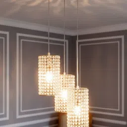 glowhere Gold Crystal Pendant Chandelier | 3-Light Adjustable Lamp for Kitchen & Dining Pendants Ceiling Lamp-picture-45