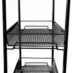 tidy homz Kavik 3-Tier Revolving Multipurpose Metal Trolley Storage Rack with Wheels Stainless Steel, Plastic Kitchen Trolley image 4