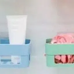 vrdh Self Adhesive Wall Hanging BATHROOM floating Shelf (pack of 2) 1.115 Plastic Wall Shelf image 1