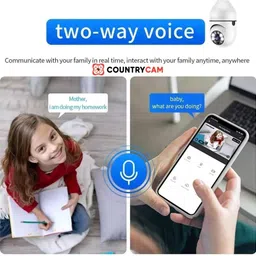 COUNTRYCAM 3MP Smart WiFi CCTV Bulb Camera, 360° Rotatable, 2 Way Talk, Color Night Vision Security Camera image 3