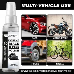 quickshines Deluxe 5-in-1 Bike Detailing Kit for Shine, Protection All-in-One Liquid Polish + Extreme Black Tyre Polish Chain Oil image 3