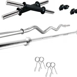 starx 30 kg Pure Rubber weight Plates with 3ft Curl Rod and 5ft Straight Rod and Accessories Home Gym Combo image 3