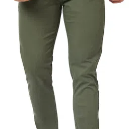 spykar Men Slim Fit Green Pure Cotton Trousers-picture-11