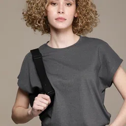 roadster Women Solid Round Neck Cotton Blend Grey T-Shirt-picture-12