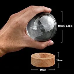 shopogenix Rabbit and Moon Crystal Ball With LED Wooden Base for Birthday Gift Table Lamp image 3