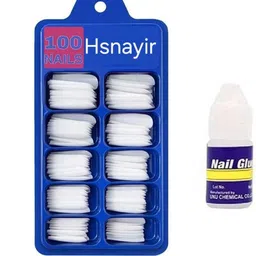 hsnayir inger Empress Curve 100 Tips Artificial Nails with Glue WHITE-picture-45