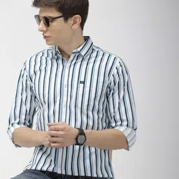 the indian garage co. Men Slim Fit Striped Spread Collar Casual Shirt-picture-11