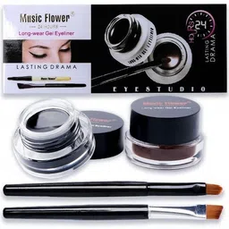music flower 24 Black & Brown Brow & Gel Liner Combo for Defined Features 6 ml image 5