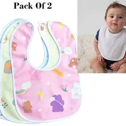 fuku (Pack Of 2) New Born Baby Fast Dry, Double Layered , Water Proof Cotton Bibs-picture-11
