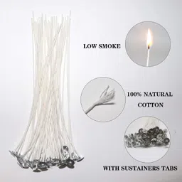 symkard Cotton Candle Wicks for DIY Candle Making | Smokeless, Long Burning | Pack of Candle image 2