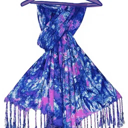 chandwasia Printed Viscose, Satin Blend Women Blue Stole image 4