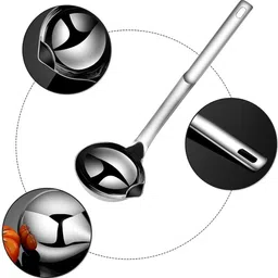 jiyancreation Oil Spoon for Cooking Oil Control Ladle Removing Oil from Gravy Disposable Stainless Steel Serving Spoon image 3