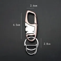tagnation Brown Hook Double Ring Metallic Locking Keychain for Bike/Car/Home Locking Carabiner image 2