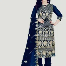 fusionvalley Unstitched Georgette Salwar Suit Material Embroidered image 3