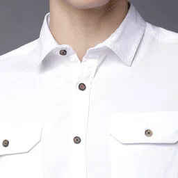 highlander Men Slim Fit Solid Spread Collar Casual Shirt image 4