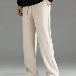 libja Men Solid White Track Pants image 3