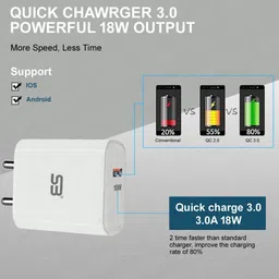Super King 18 W Quick Charge 3 A Wall Charger for Mobile with Detachable Cable image 3