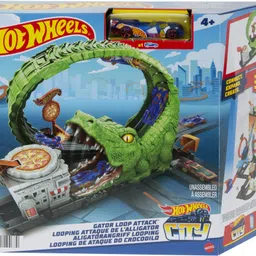 hot wheels Gator Loop Pizza Place Playset, Track Set with 1 Toy Car image 5