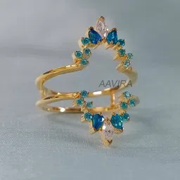 aavira Unique Topaz Wedding Band Silver Ring image 1