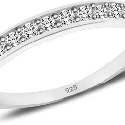 parnika Charming White CZ Band Design Finger Ring for Girls & Women | Pure 92.5 Sterling Silver Cubic Zirconia Ring-picture-11