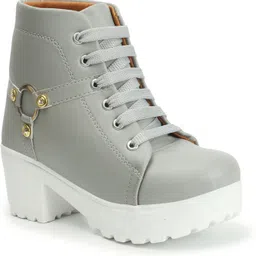 arranque Women's Block Heel Boots Synthetic Leather Lace-Up Booties with Metal Ring Boots For Women image 2